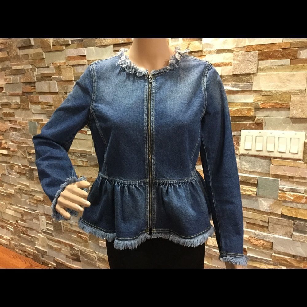 Rebecca Taylor Dark Blue Denim Peplum Jacket